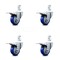 Service Caster 3 Inch Blue Poly Wheel Swivel 3/4 Inch Square Stem Caster Set Total Lock Brake SCC-SQTTL20S314-PPUB-BLUE-34-4 - alternate 1